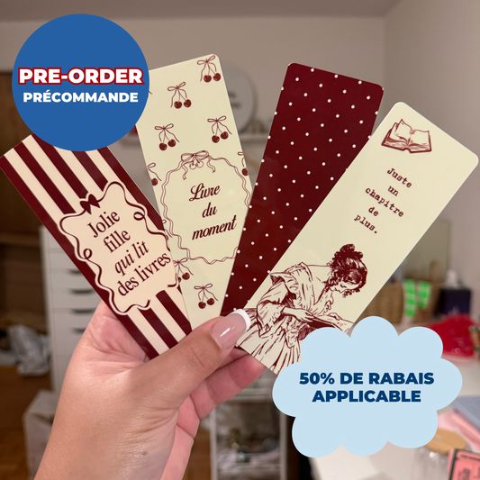 *PRE ORDER* BURGUNDY & BEIGE BOOKMARKS (PACK OF 4)