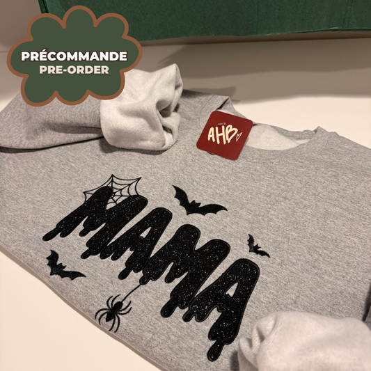 *PRÉCOMMANDE* MAMA HALLOWEEN (BLACK GLITTER) CREWNECK